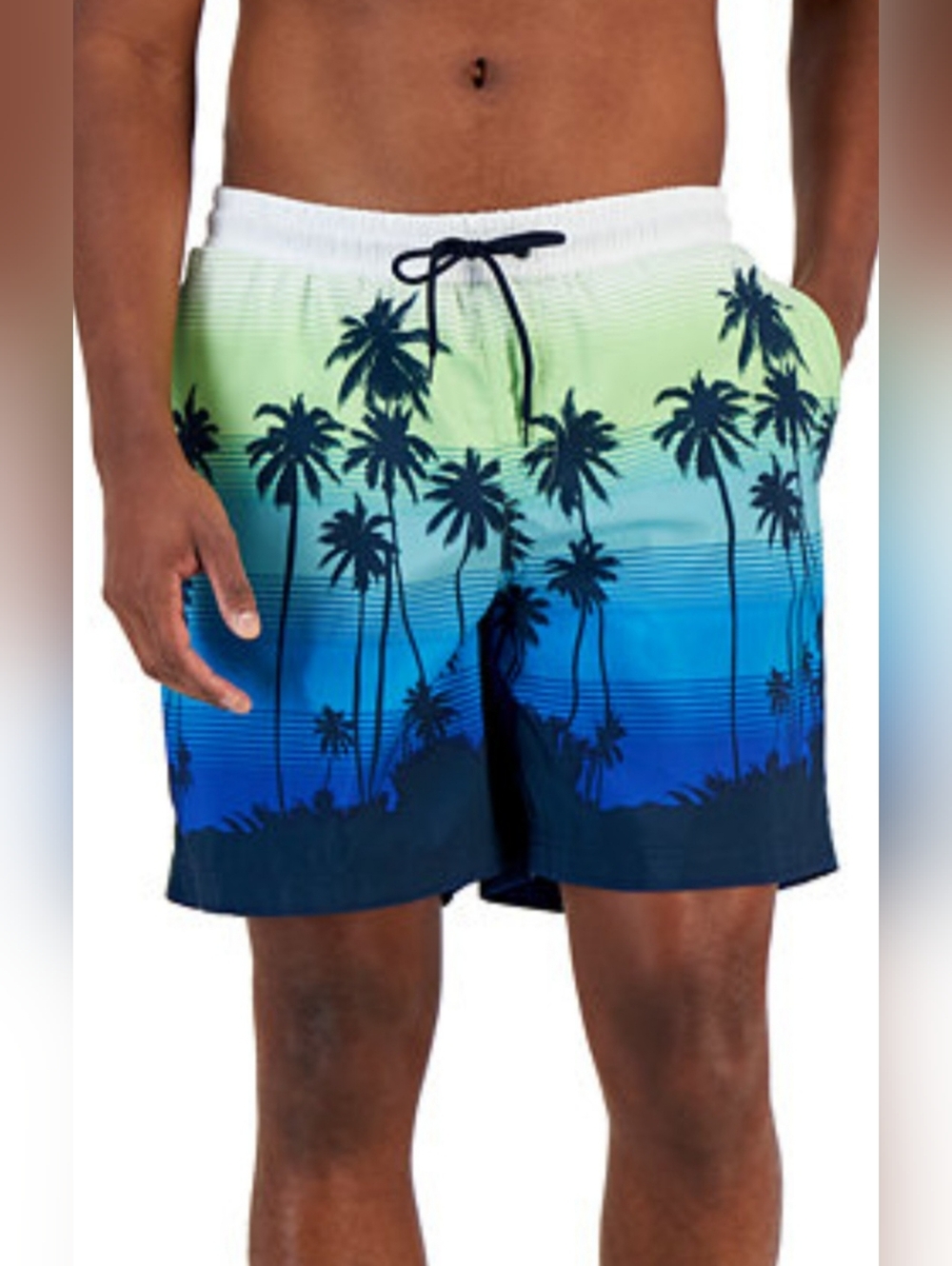 Body Glove Green & Blue Palm-Print Swim Shorts XXL/38